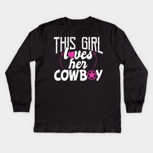 Funny This Girl Loves Her Cowboy Kids Long Sleeve T-Shirt